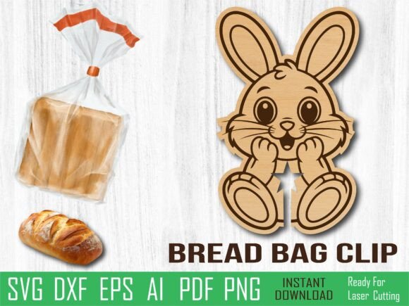 Excited Easter Bunny Bread Clip, Laser Review