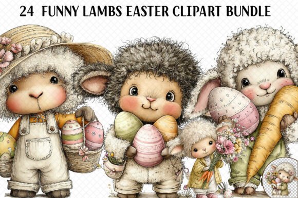 Funny Lambs Easter Clipart Bundle Review