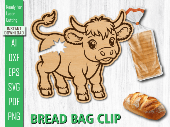 Laser Cut Cute Standing Calf Bread Clip Review