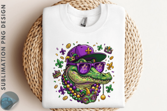 Mardi Gras Alligator Sublimation PNG Review