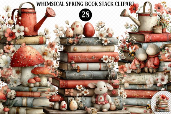 Whimsical Spring Book Stack Clipart Review
